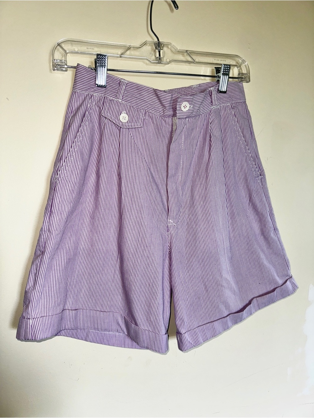 Vintage High-Waist Lavender Striped Women’s Shorts